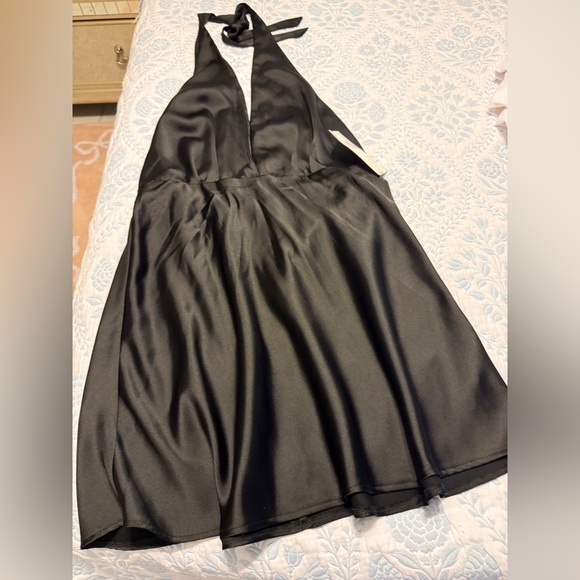 ZARA SATIN Elegant Black Halter Dress - Picture 2 of 5